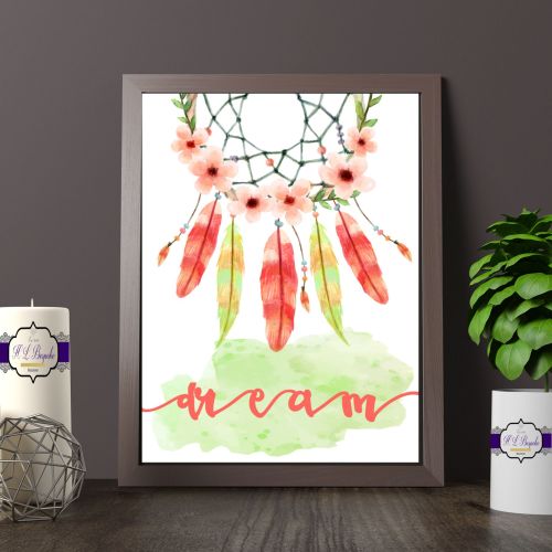 Watercolour Dream Catcher Print - Bohemian Wall Art - Bohemian Dream Catche