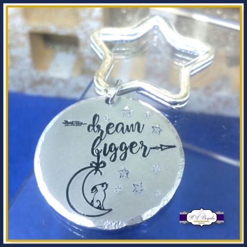 Dream Bigger Keyring - Hare and Moon Gift - Dream Keychain - Keep Dreaming