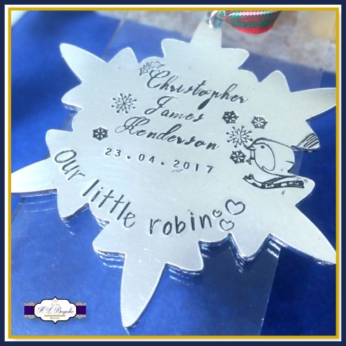Personalised Baby Loss Memory Christmas Decoration - Memory Robin Tree Hang