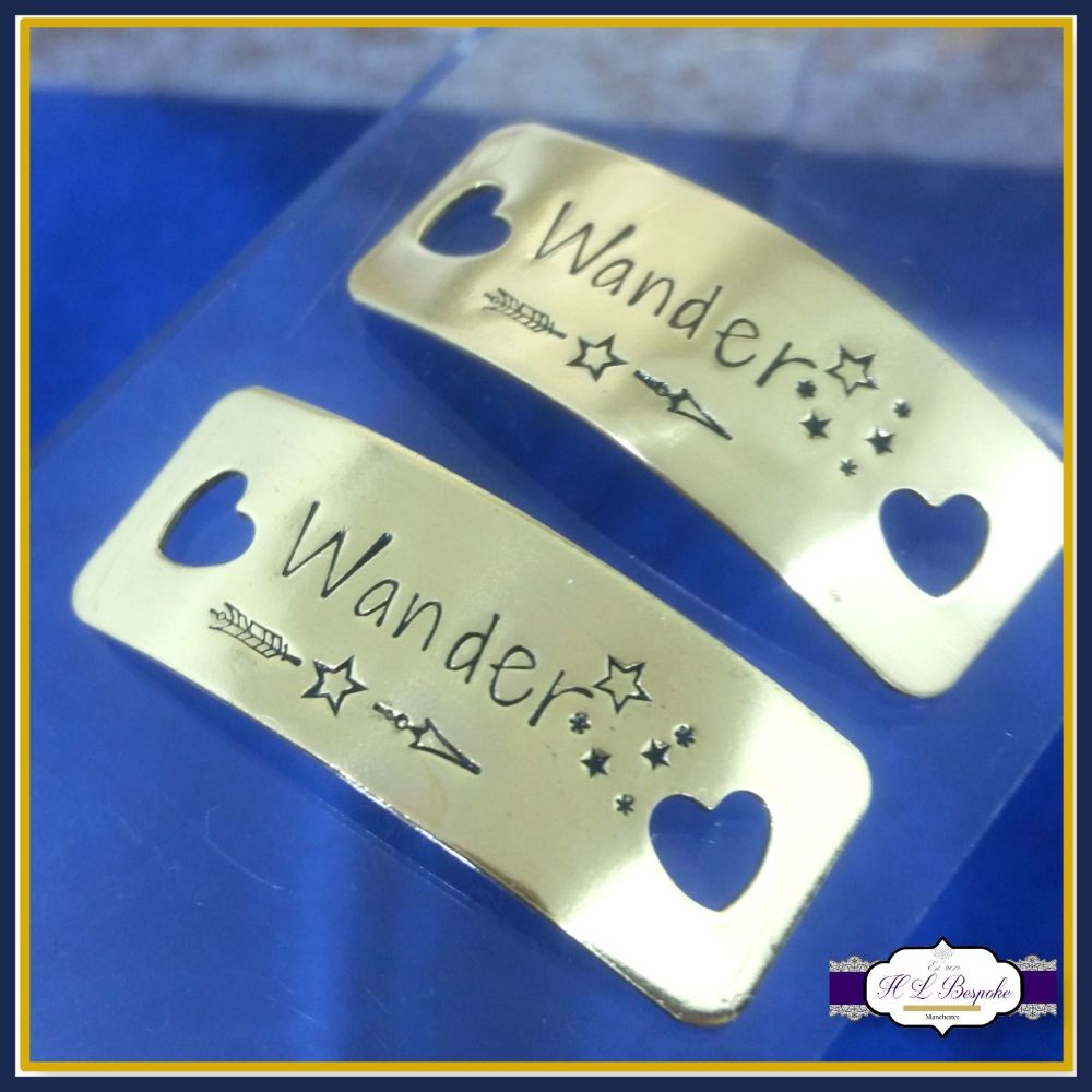 Personalised Gold Trainer Tags - YOUR OWN WORDING - Wander - Wanderlust - T