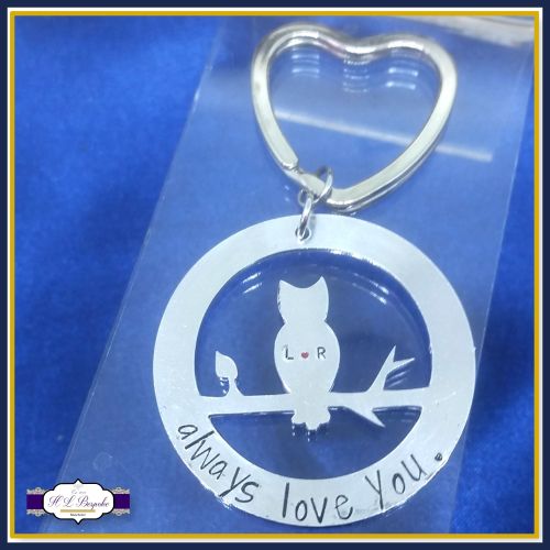 Personalised Owl Valentine's Keyring - Valentine's Keychain - Owl Always Lo
