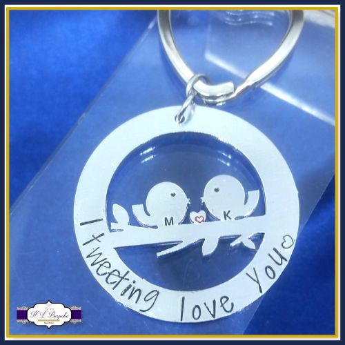 Personalised Love Bird Gift - Valentine's Keyring - Valentine's Keychain -