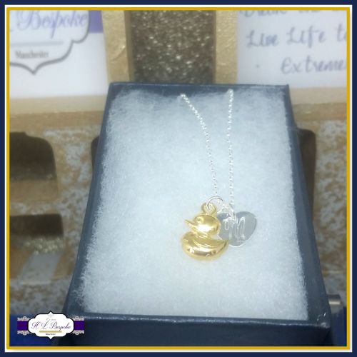 Personalised Duck Necklace - Rubber Duckling Pendant - Gold Duck Jewellery