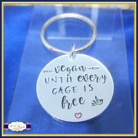 Vegan Keychain - Until Every Cage Is Free - Vegan Gift - Animal Kindness - Vegan Activist - Take Care Of Animals - Love Animals - Veganism
