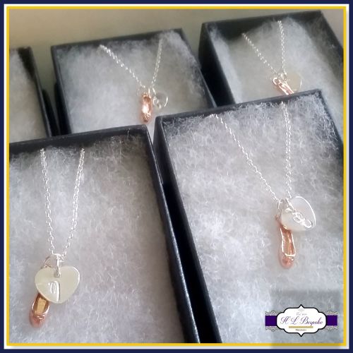 Personalised Ballet Dancer Necklace - Silver & Rose Gold Ballet Dancer Neck