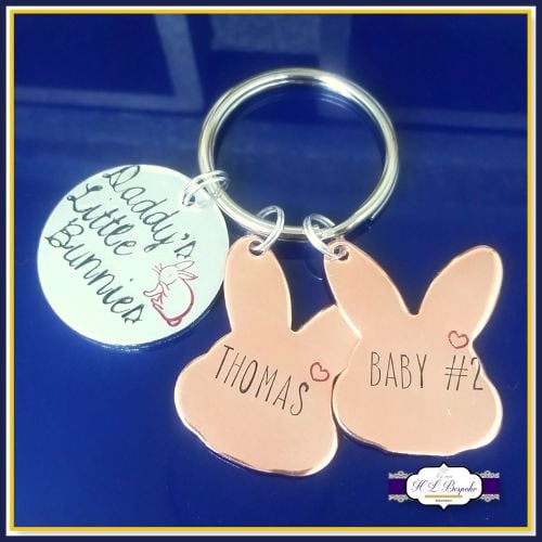 Personalised Mummy's Bunnies Keyring - Bunny Keychain for Mummy - Rabbit Gi