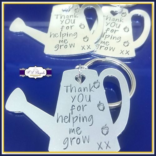 Thank You For Helping Me Grow Keyring - Personalised Teacher Keyring Gift -
