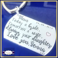 Today A Bride Keyring - Personalised Wedding Keyring W/ Date & Name - Father Of The Bride Keyring - Mother Of Bride Keyring - Wedding Gift
