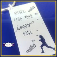 Personalised Runner Keyring - Find You Happy Pace - Custom Marathon Running Gift - Jogger Keychain - Track Gift - Marathon Runner Gift - Jog