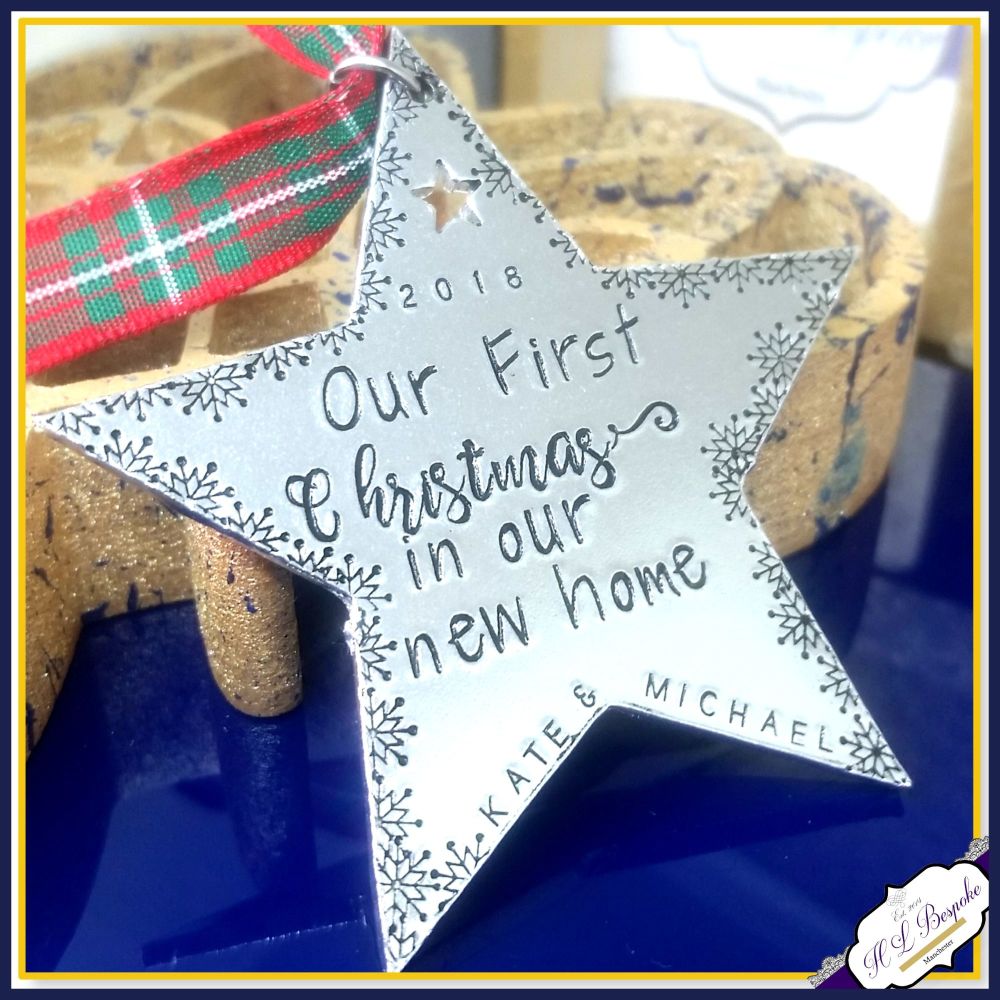  Personalised First Home Christmas Decoration - First Home Christmas Ornament - First Christmas In Our New Home - Star Christmas Decoration
