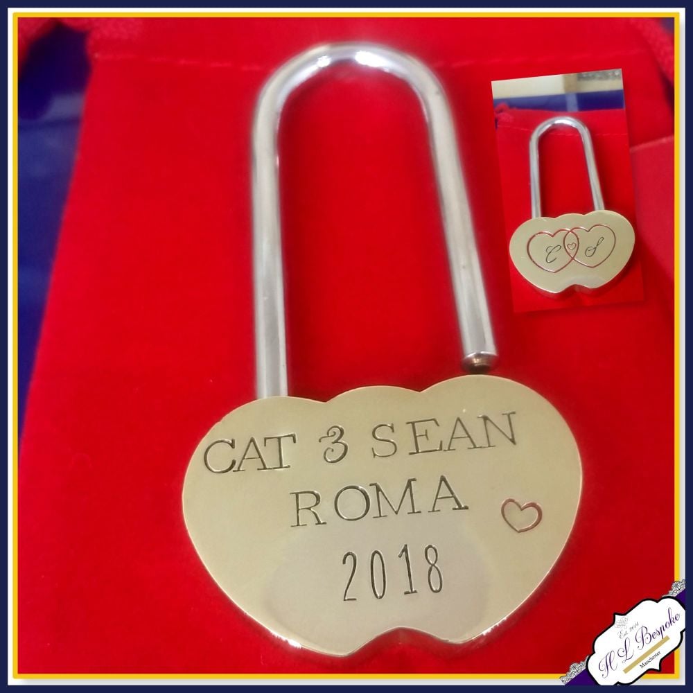 Double Sided Personalised Love Lock- Valentine's Love Lock - Your Own Wording - Any Occasion - Personalised Padlock - Forever Wedding Gifts