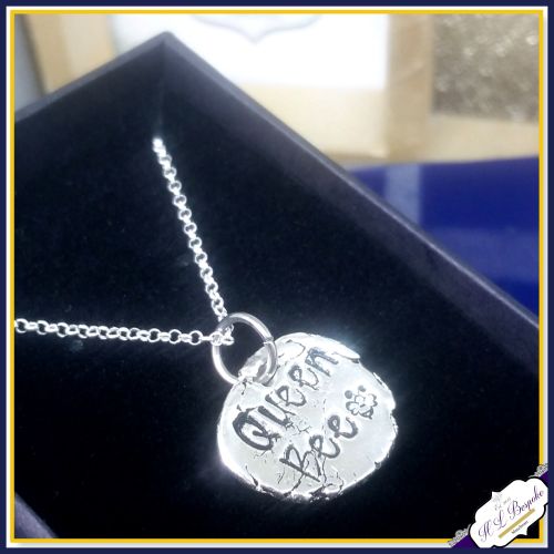 Sterling Silver Queen Bee Pendant - Queen Bee Necklace - Bee Pendant - Bee