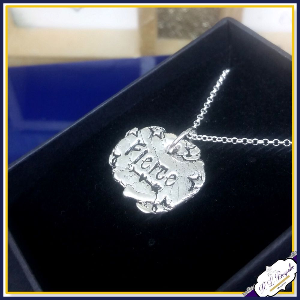 Sterling Silver Fierce Pendant - Fierce Necklace - Fierce Jewellery - Fierce Gift - Silver Fierce Necklace - Inspirational Jewellery