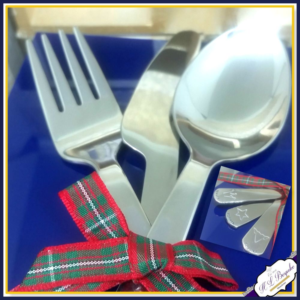 Personalised Children's Cutlery Set - Chidrens Cutlery Set - Cutlery Set For Children - Christmas Cutlery - Personalised Spoon - Fork Knife