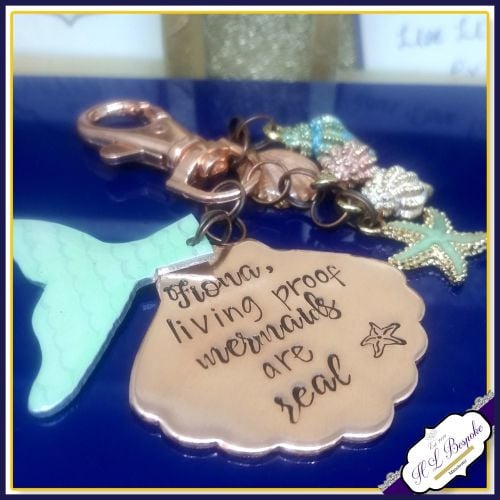 Copper Mermaid Bag Charm - Sea Themed Mermaid Tail Keyring - Mermaids Do Ex