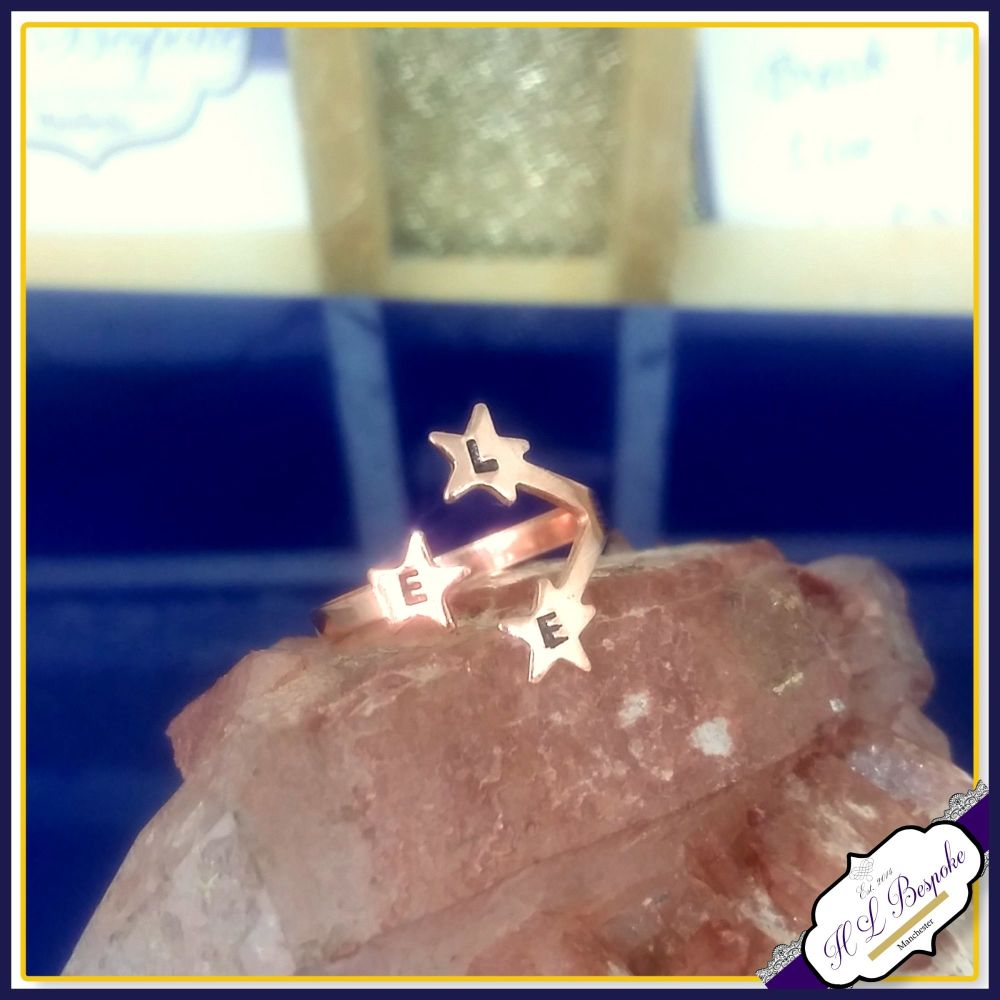 Personalised Star Midi Ring - One Size - Copper Star Ring - One Size Midi R