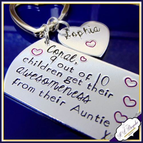 Personalised Auntie Gift - Aunty Keyring - 9 Out Of 10 Children - Awesome A
