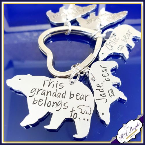 Personalised Daddy Bear Keyring - Belongs To Keychain - Daddy Bear Gift - G
