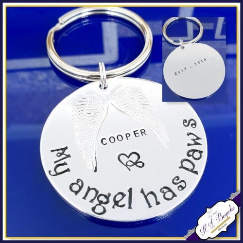 Double Sided Pet Memorial Keychain - Pet Memorial Keyring - My Angel Has Pa