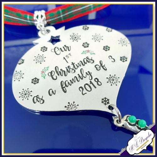 Personalised Christmas Decoration - Our First Christmas As A Family Of Thre
