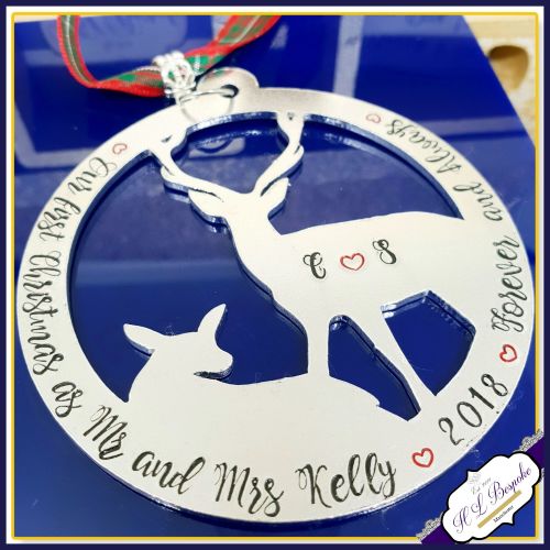Personalised Our First Christmas As Mr & Mrs - Stag Christmas Decoration -