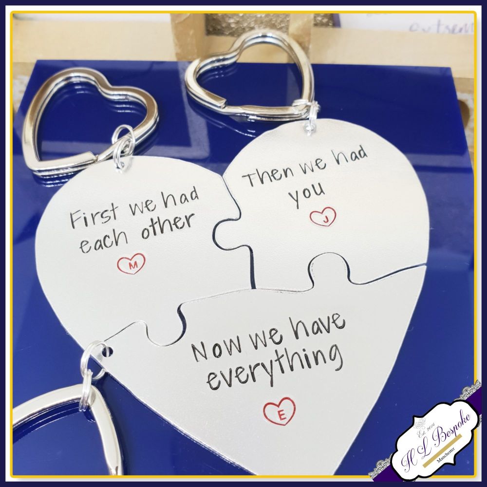 Personalised New Baby Gift - Puzzle Heart Gift - Mummy Daddy Baby Gift - New Baby Gift - New Mummy Keyring - New Daddy Keyring - New Baby