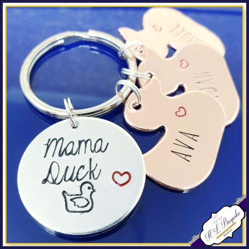 Personalised Mummy Duck Keyring - Mama Duck Keychain - Duck Gift - Mummy Du