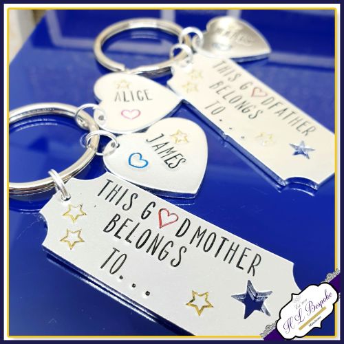 Personalised Godparent Gifts - Godmother Keyring - Personalised Godfather K