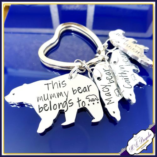 Personalised Mummy Bear Keyring - Mummy Bear Gift - Grandma Keyring - Belon
