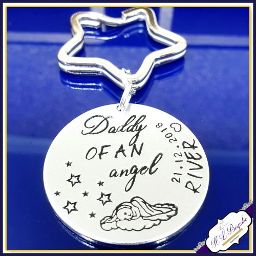 Personalised Angel Baby Keyring - Daddy Of An Angel Gift - Mummy of An Ange