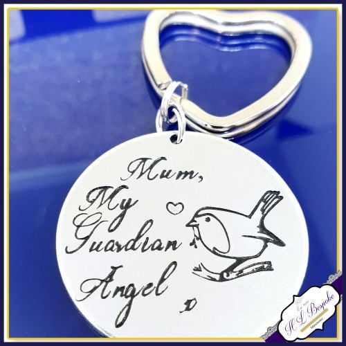 Personalised Memorial Keyring - Guardian Angel Gift - Robin Keyring - Robin