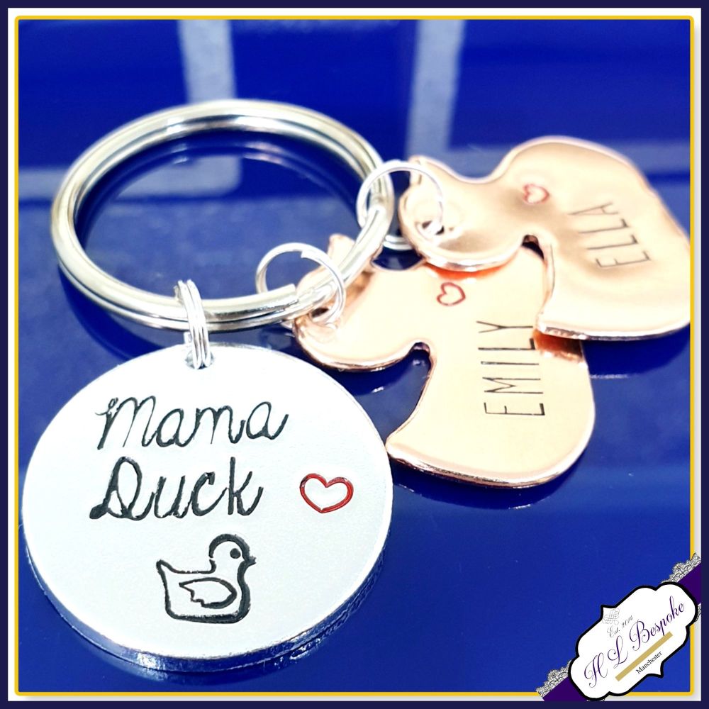 Personalised Mummy Duck Keyring - Mama Duck Keychain - Duck Gift - Mummy Du