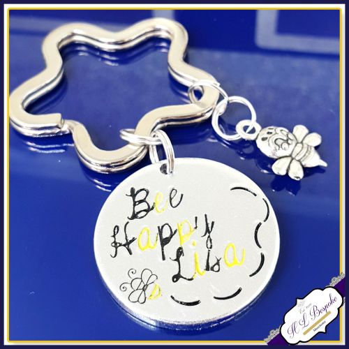 Bee Happy Keyring - Bee Gift - Be Happy Gift - Bee Happy Keychain - Be Happ