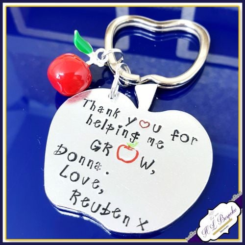 Personalised Teacher Keyring - Teacher Gift - Teacher Apple Gift - Thank Yo