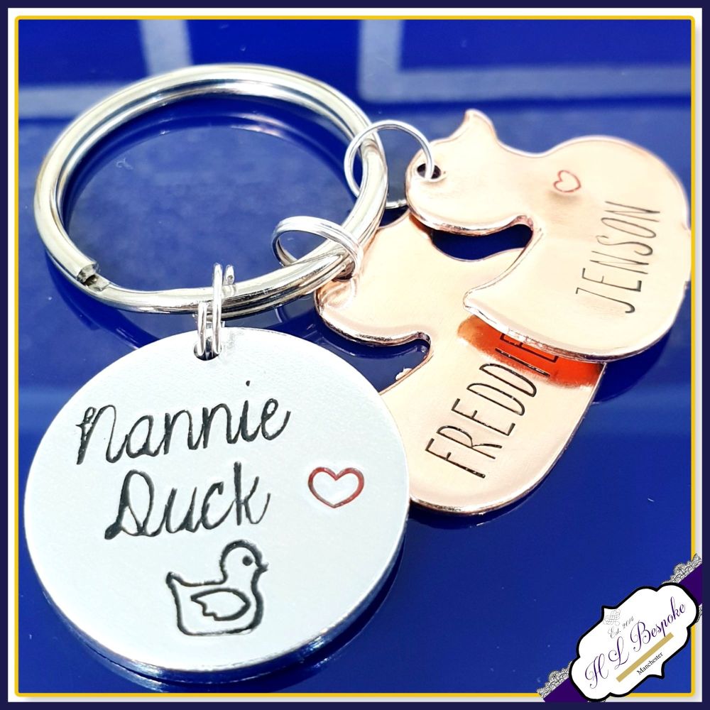 Personalised Nannie Duck Keyring - Gift for Nannie - Nanny Keyring - Duck G