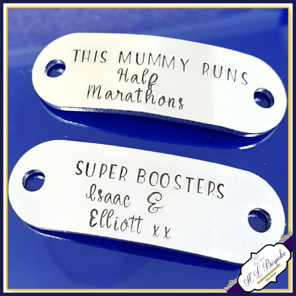 Pair Personalised Trainer Tags For Mummy - Trainer Tags for Daddy - Marathon Trainer Tags - London Marathon Gift - Personalised Trainer Tags
