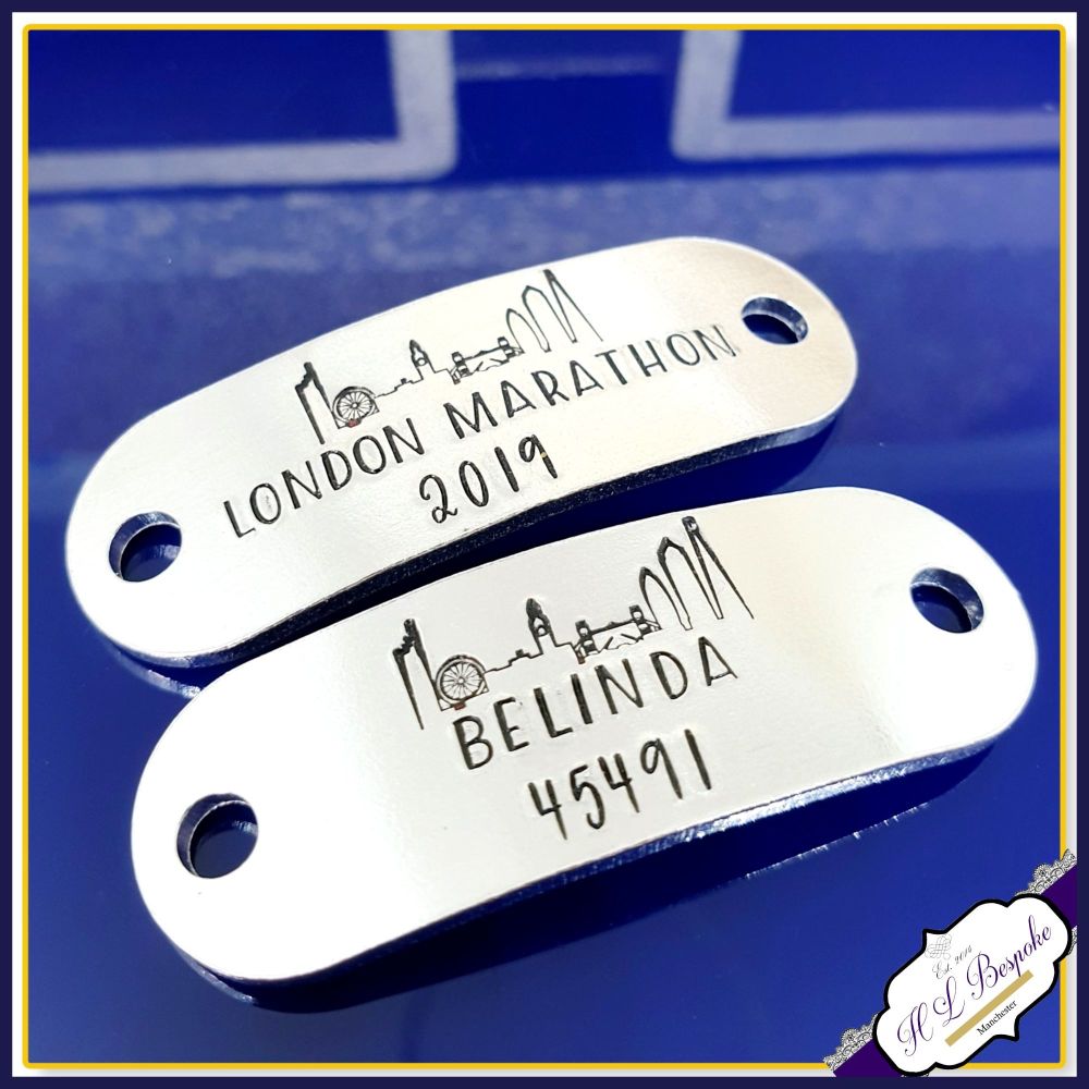 Pair Marathon Trainer Tags with Runner Number - London Marathon Gift - Runner Marathon Number Gift - Marathon Number Gift - Marathon Gift