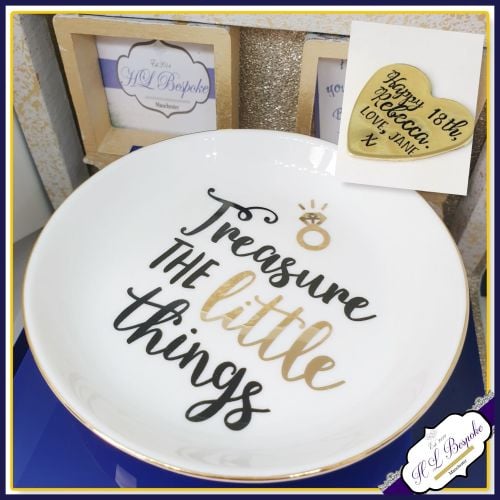 Personalised Ring Dish - Quote Trinket Dish - Modern Trinket Storage - Trea