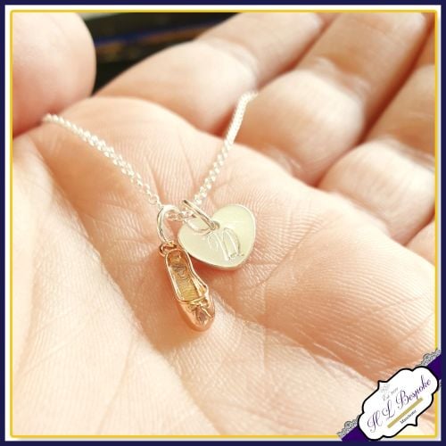 Personalised Ballet Dancer Necklace - Silver & Rose Gold Ballet Dancer Neck