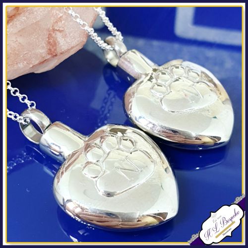 Pet Cremation Urn Jewellery - Paw Cremation Urn Pendant - In Memory Of Pet