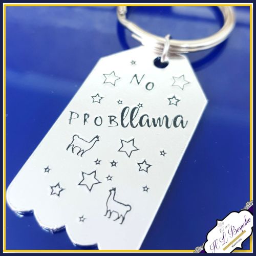 No Probllama Gift - No Prob Llama Keyring - Llama Gift - Llama Keyring - Ll