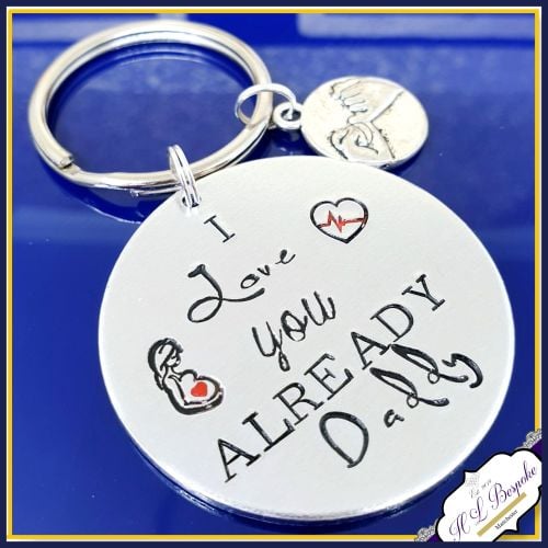 Daddy To Be Keyring - Daddy From The Bump Gift - Fathers Day Keyring - I Lo