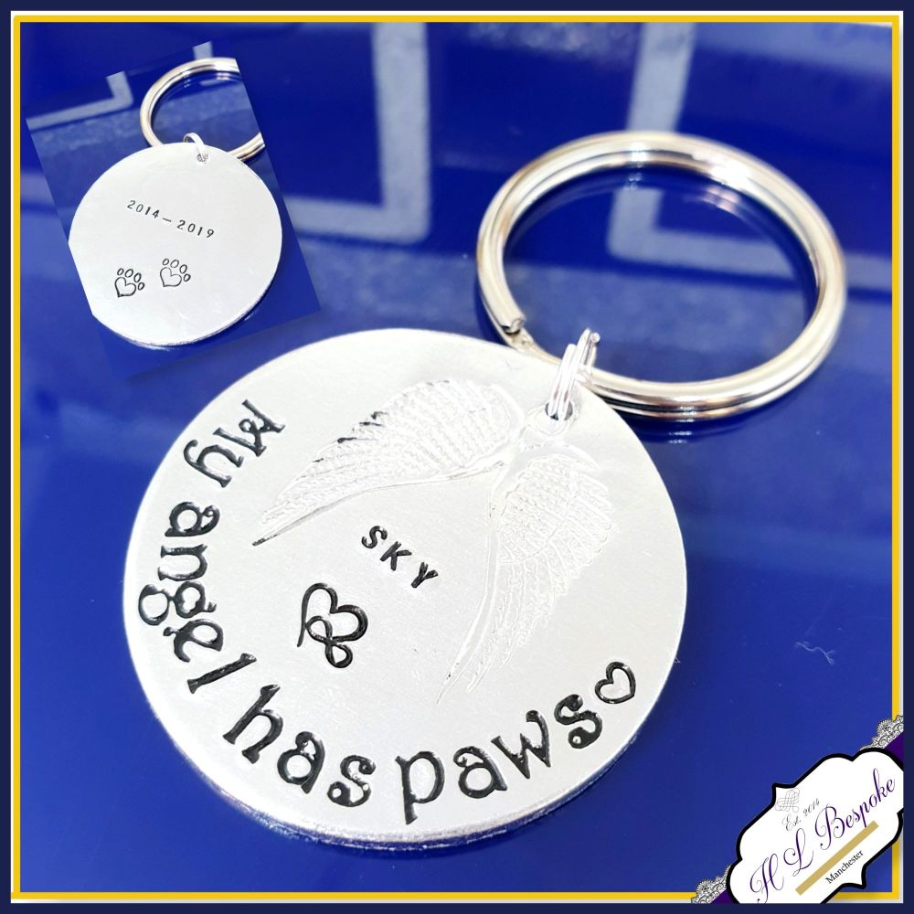 Double Sided Pet Memorial Keychain - Pet Memorial Keyring - My Angel Has Pa