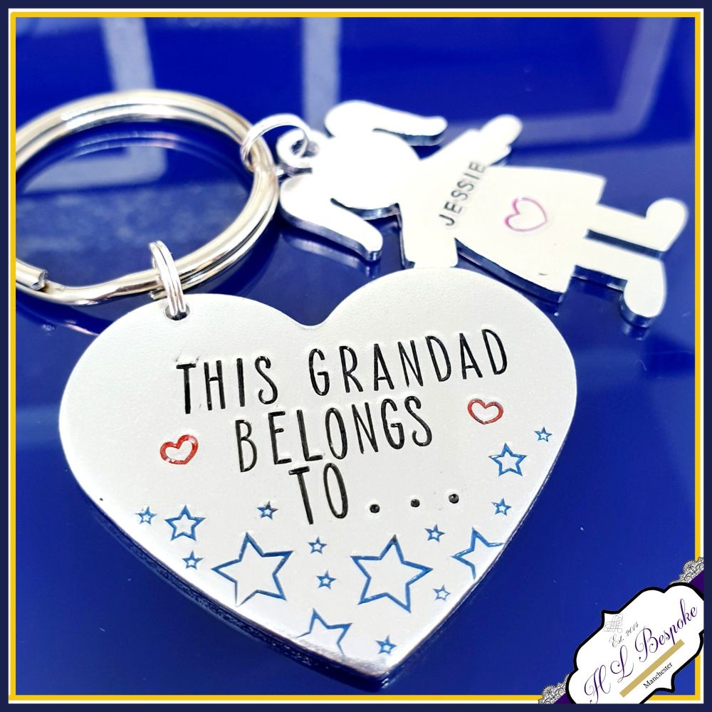  Grandad Keyring - Fathers Day Gift - Grandad Belongs To - Nanna Keyring - 