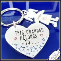  Grandad Keyring - Fathers Day Gift - Grandad Belongs To - Nanna Keyring - Grandma Gift - Family Tree Gift - Papa Gift - New Grandad Gift