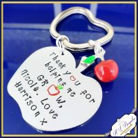 Personalised Teacher Keyring - Teacher Gift - Teacher Apple Gift - Thank You For Helping Me Grow - Teaching Assistant Gift - Childminder Gif