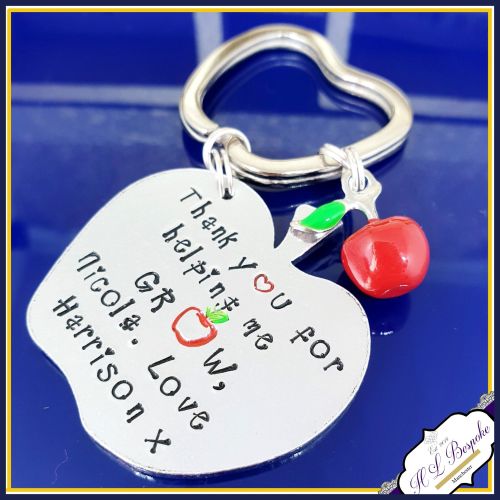 Personalised Teacher Keyring - Teacher Gift - Teacher Apple Gift - Thank Yo