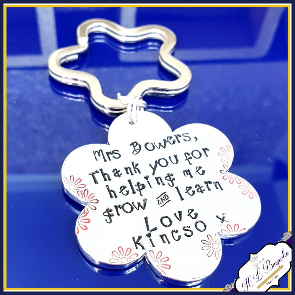 Personalised Teacher keyring Thank you for helping me grow Teacher gifts