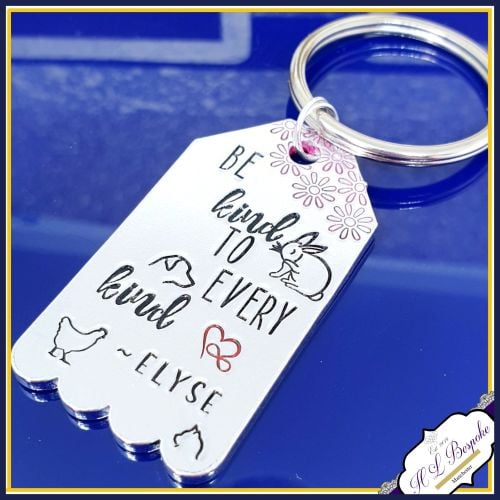 Vegan Keychain - Be Kind To Every Kind - Vegan Gift - Animal Kindness - Ve