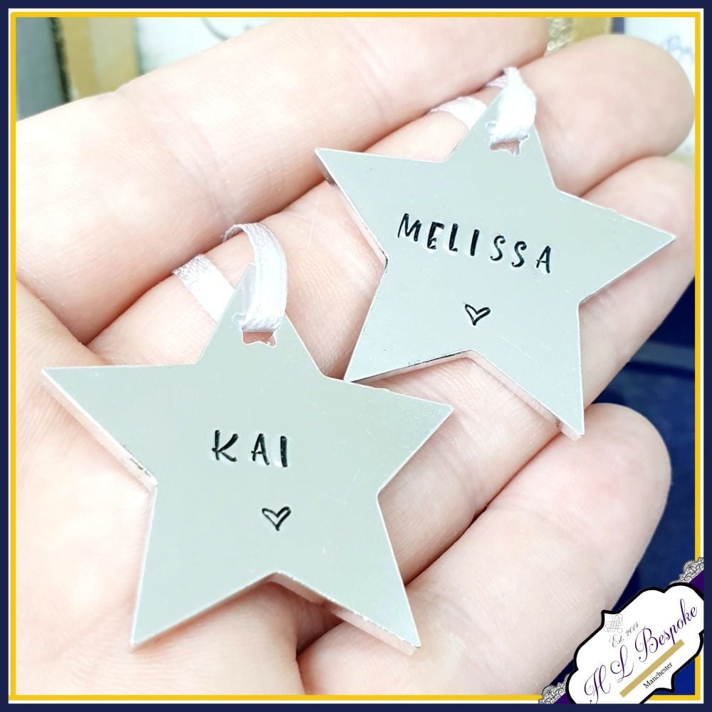 Personalised Star Name Christmas Decoration - Child's Simple Personalised Christmas Ornament - Star Christmas Tree Decoration - Tree Hanging